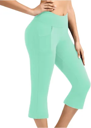 Womens Pants for Women Workout Gym Yoga High Cut Flared Wide Leg Plain Boot Cut Leg Summer Fall 2025