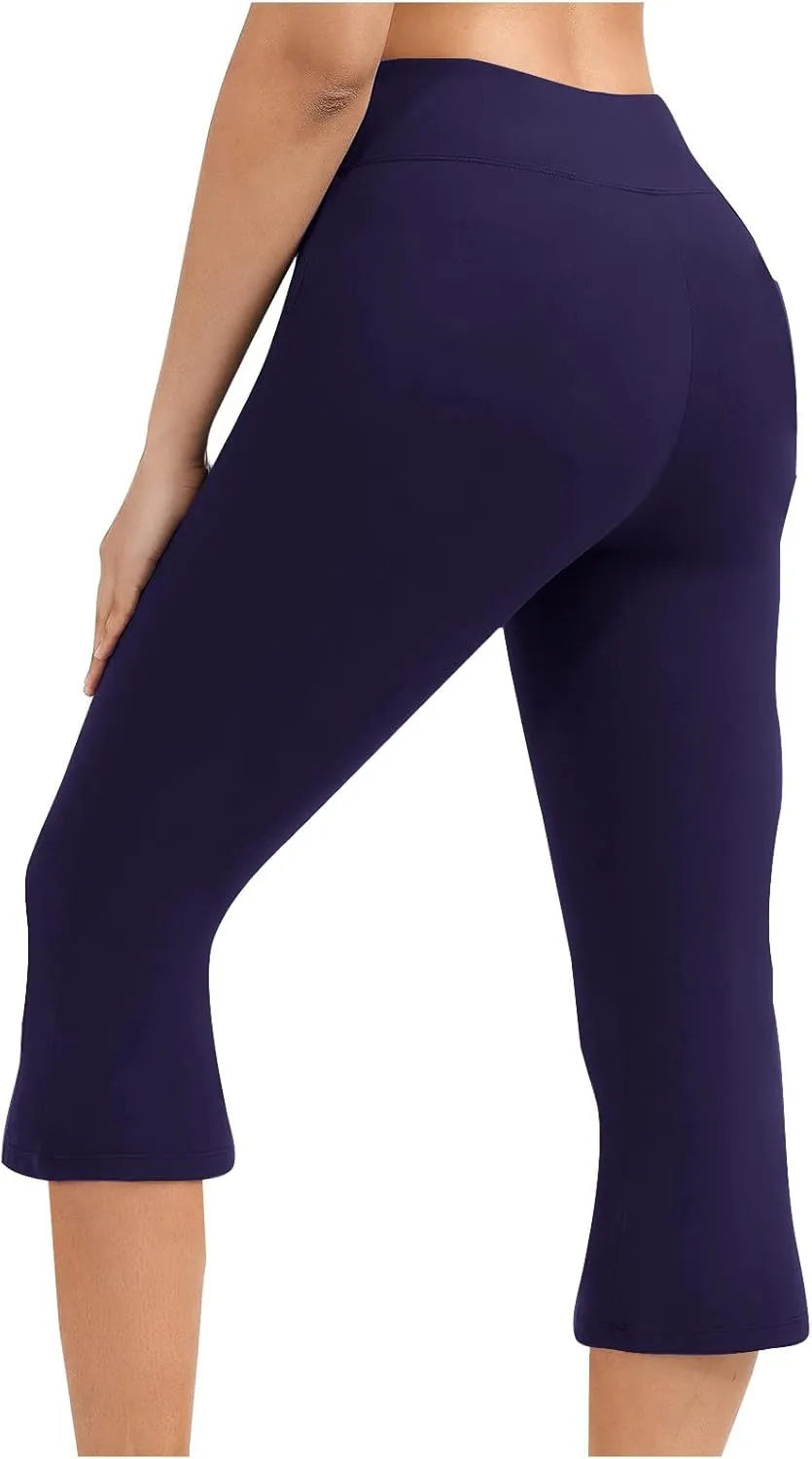Womens Pants for Women Workout Gym Yoga High Cut Flared Wide Leg Plain Boot Cut Leg Summer Fall 2025