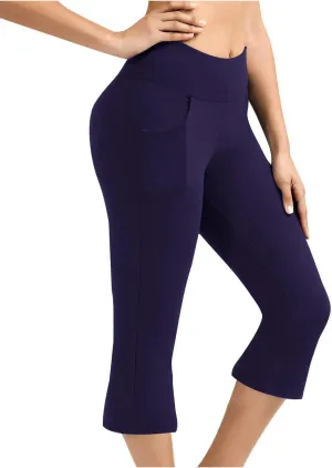 Womens Pants for Women Workout Gym Yoga High Cut Flared Wide Leg Plain Boot Cut Leg Summer Fall 2025