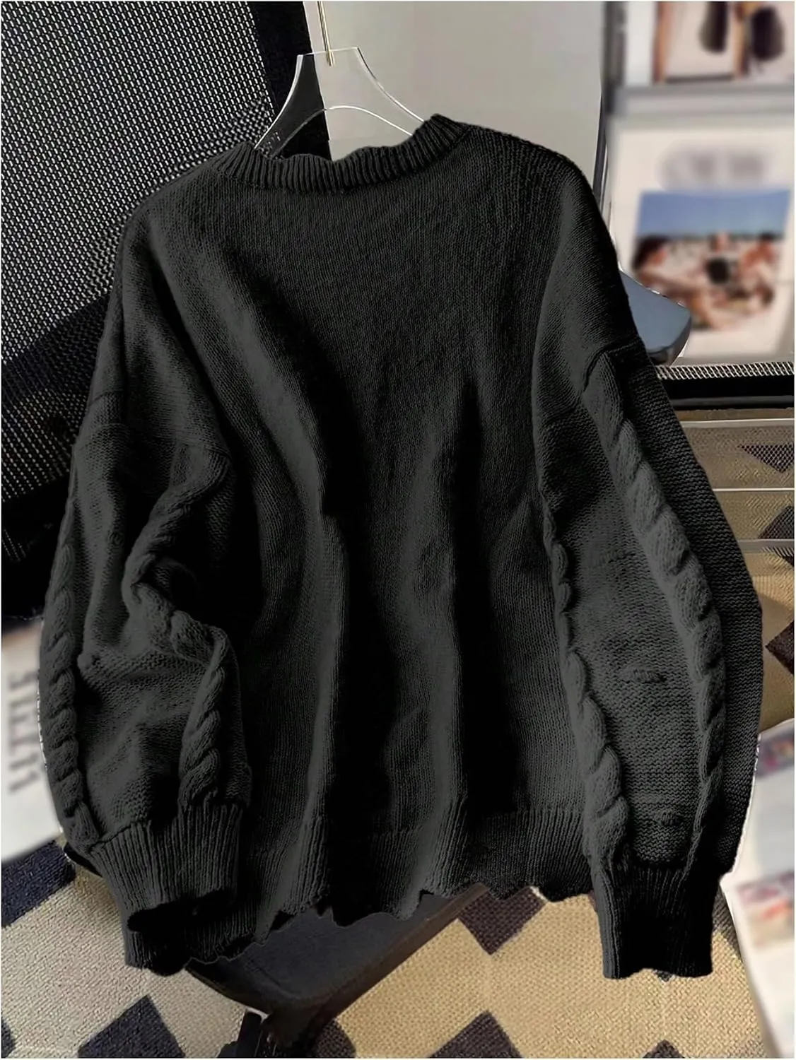 Women's Plus Size Bowknot Sweater Cable Knit Long Sleeve Crewneck Knit Pullovers Soft Knitwear