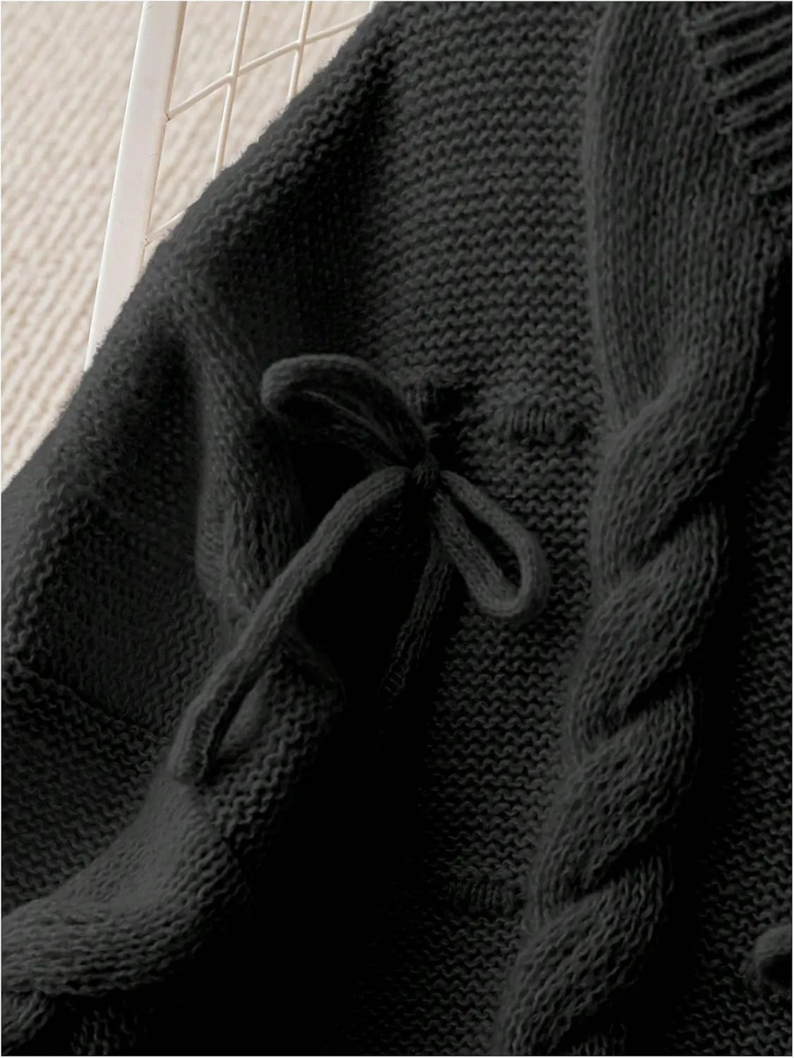 Women's Plus Size Bowknot Sweater Cable Knit Long Sleeve Crewneck Knit Pullovers Soft Knitwear