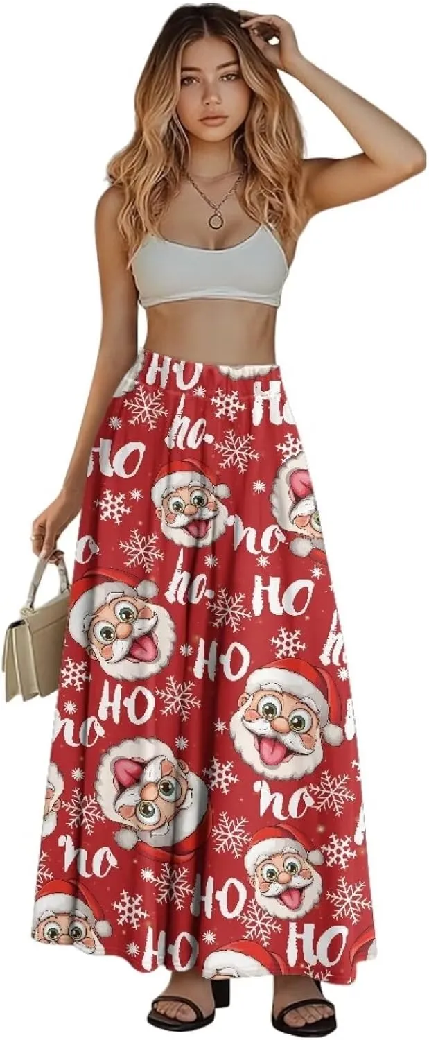 Women's Plus Size Skirts with Pockets Soft Flowy High Waist Pleated Midi A-Line Maxi Skirt for Party Beach S-2XL