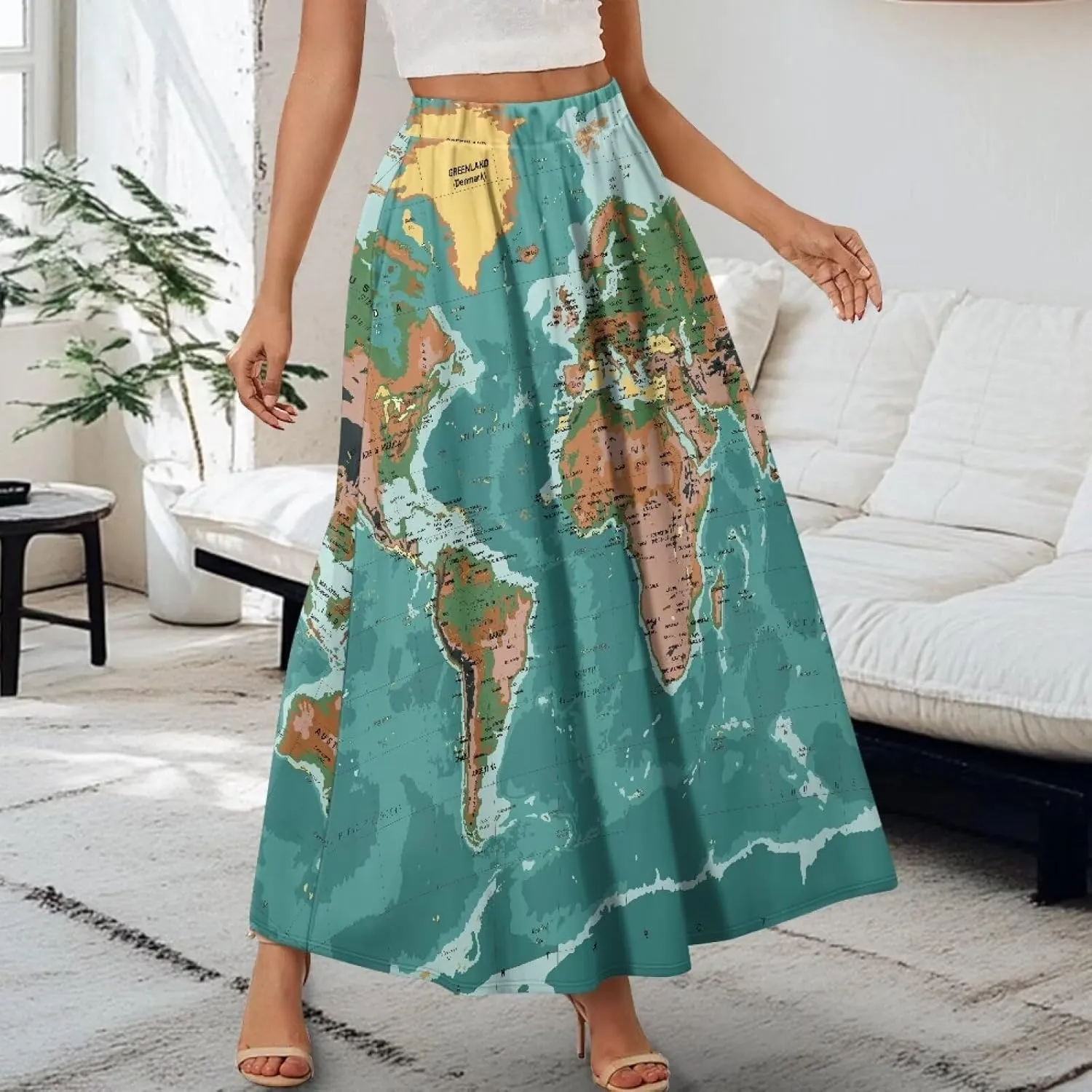 Women's Plus Size Skirts with Pockets Soft Flowy High Waist Pleated Midi A-Line Maxi Skirt for Party Beach S-2XL