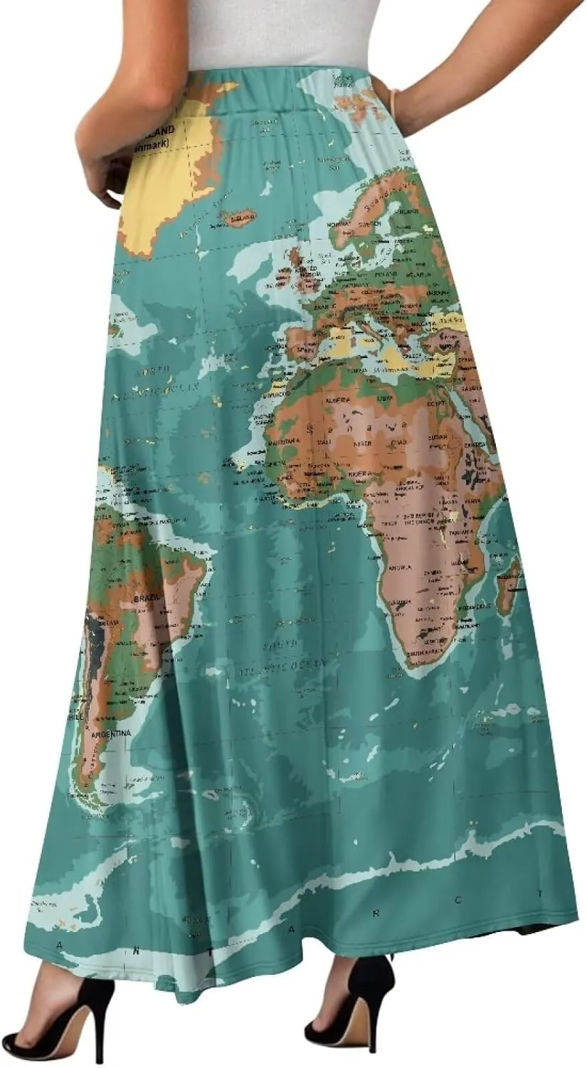 Women's Plus Size Skirts with Pockets Soft Flowy High Waist Pleated Midi A-Line Maxi Skirt for Party Beach S-2XL