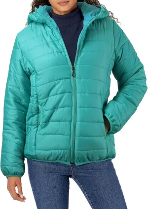 Women's Puffer Coat Casual Lightweight Slim Short Winter Down Jackets Hooded Girls Zip Up Quilted Jacket with Pockets