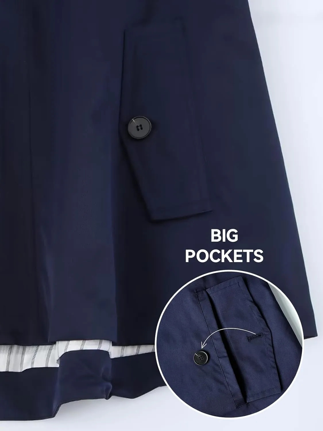 Womens Short Cape Trench Coats Zippered Long Sleeve Stand Collar Oversized Fall Short Trench Jacket with Pockets