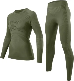 Womens Ski Base Layers Ladies Thermal Underwear Set Long Sleeve Sports T-Shirt Top Bottoms Warm Compression Set