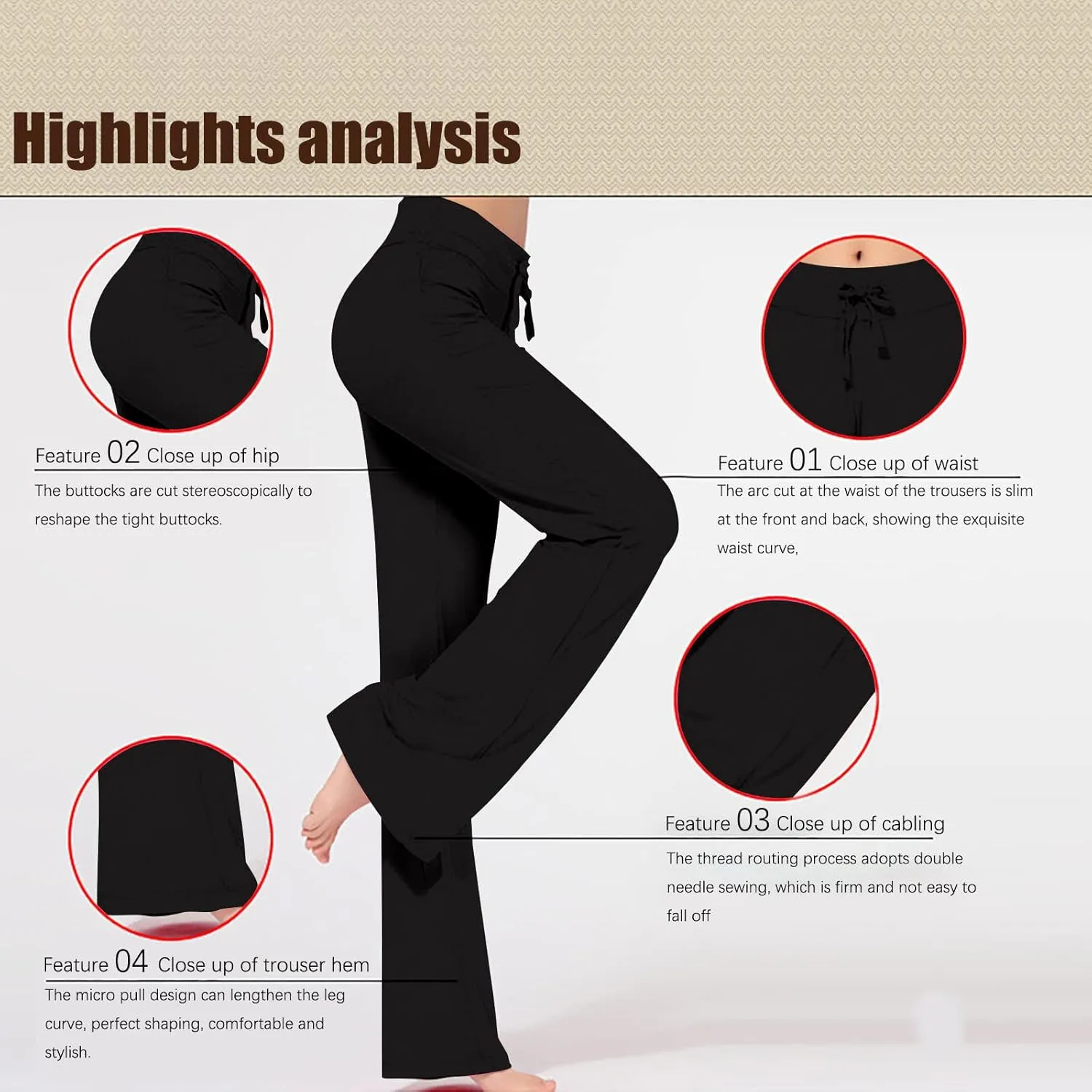 Women's Sports Yoga Pants Soft Bootcut Sweatpants High Waist Modal Cotton Flare Workout Pant Casual Trousers
