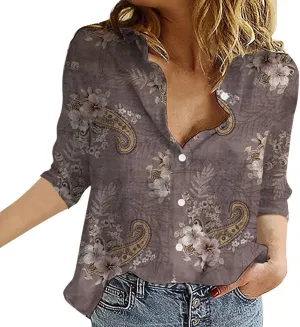 Womens Tops Long Sleeve Short Sleeved Shirt Bat Sleeves Large Size Loose Waisted Cotton Button Down Shirts for