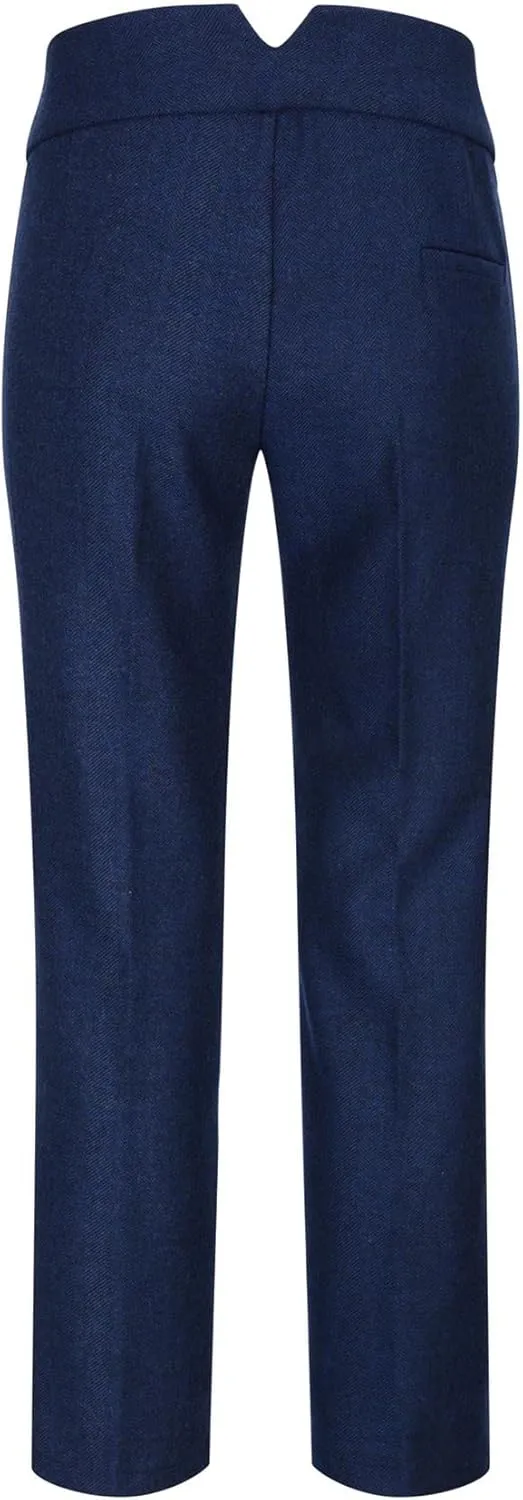 Womens Tweed Herringbone Trouser Navy Blue 1920s Vintage Classic Gatsby Blinders
