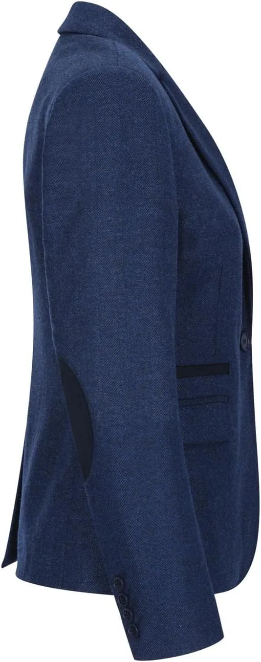 Womens Tweed Herringbone Trouser Navy Blue 1920s Vintage Classic Gatsby Blinders
