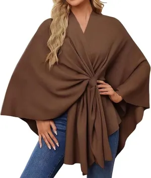 Womens Warm Winter Pashmina Blanket Poncho Knitted Scarf Shawl Scarf Wrap Cardigan Coat Sweater Pullover Cape Gifts