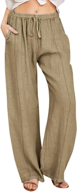 Womens Wide Leg Harem Pants Winter Vintage Yoga Palazzo with Pockets Barrel Pants Water Resistant