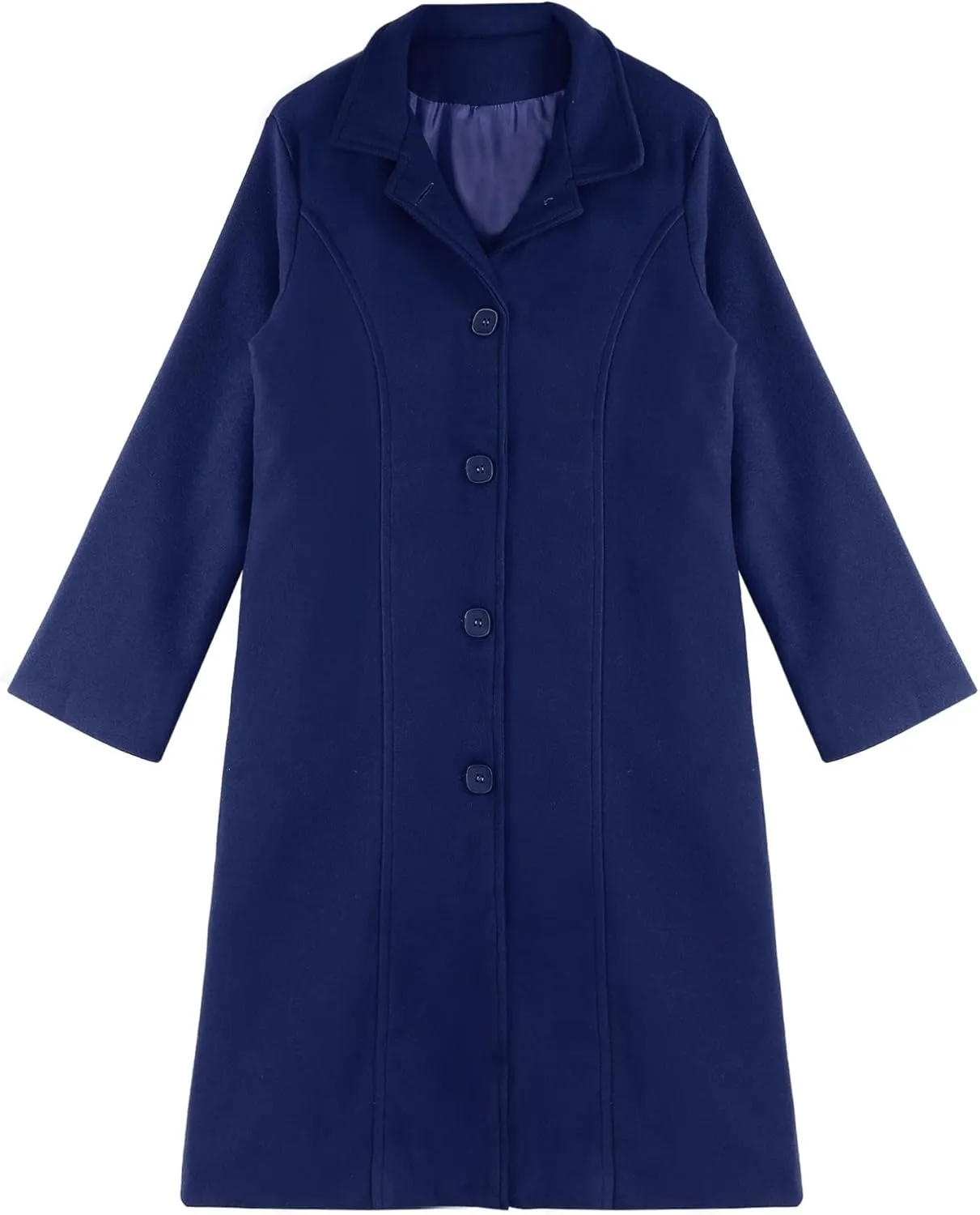 Women's Winter Elegant Wool Blend Overcoat Jackets Turn-Down Collar Single-Breasted Long Trench Pea Coat