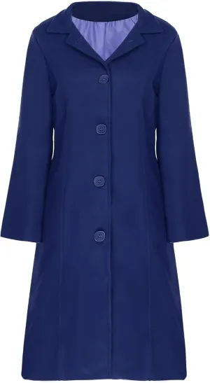 Women's Winter Elegant Wool Blend Overcoat Jackets Turn-Down Collar Single-Breasted Long Trench Pea Coat
