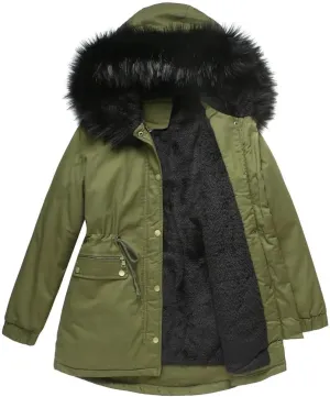 Women's Winter Long Hooded Padded Jacket Thicken Cotton Hooded Warm Coat