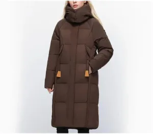 Women's Winter Long Over-The-Knee Cotton Jacket Hooded Thicken Warm Parkas Coats Padded Jacket