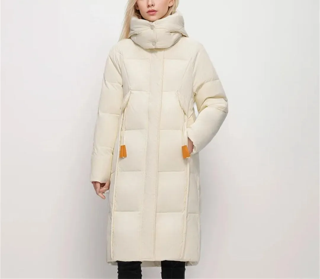 Women's Winter Long Over-The-Knee Cotton Jacket Hooded Thicken Warm Parkas Coats Padded Jacket