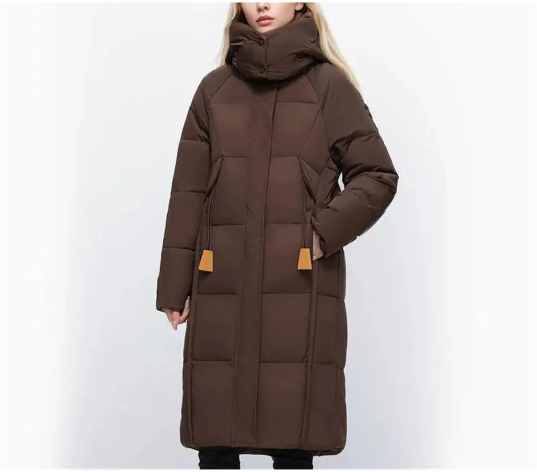 Women's Winter Long Over-The-Knee Cotton Jacket Hooded Thicken Warm Parkas Coats Padded Jacket