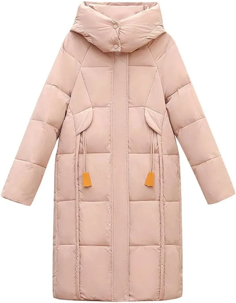Women's Winter Long Over-The-Knee Cotton Jacket Hooded Thicken Warm Parkas Coats Padded Jacket