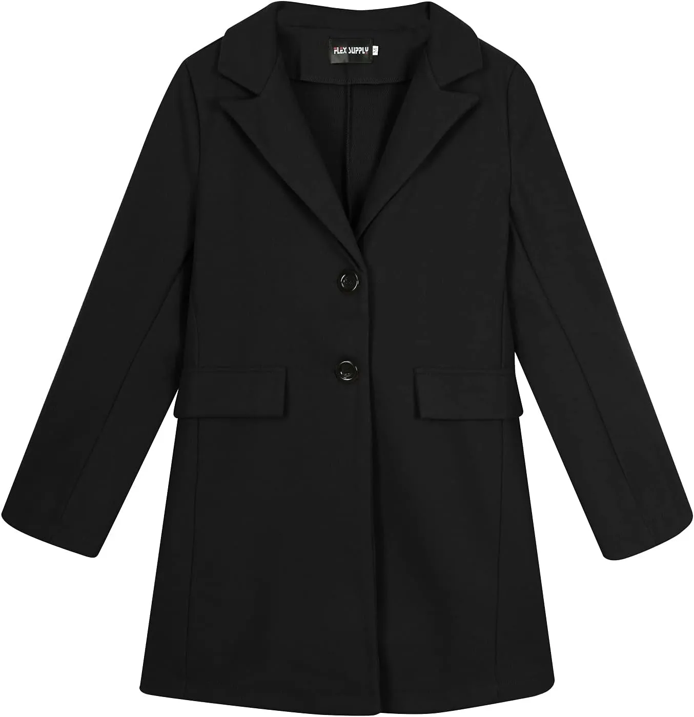 Womens Winter Overcoat Notch Lapel Single Breasted Mid-Long Wool Pea Coat Elegant Work Office Coat Dress Trench Jacket