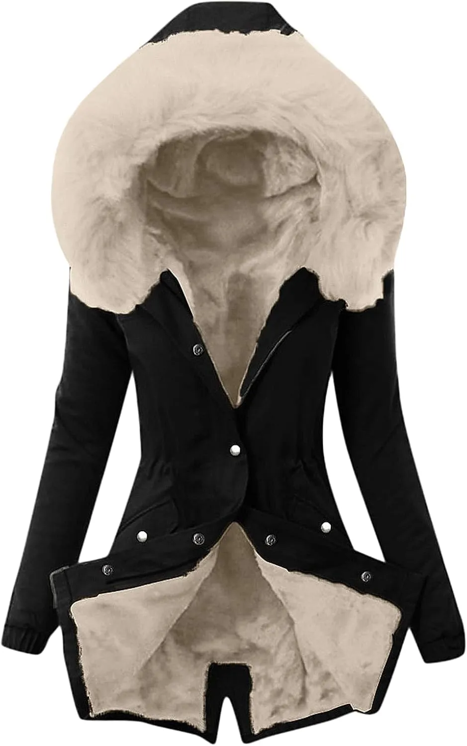 Women's Winter Thicken Military Parka Jacket Down Jacket Long Puffer Parka Coat Warm Fleece Cotton Coat with Fur Hood