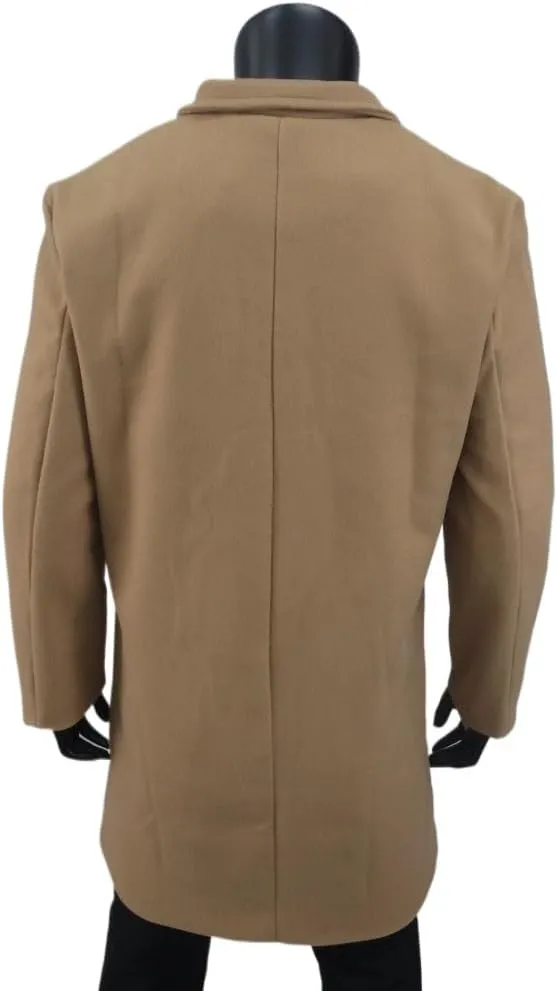 Women's Winter Wool Blend Pea Coat Stand Collar Single Breasted Trench Coat Overcoat