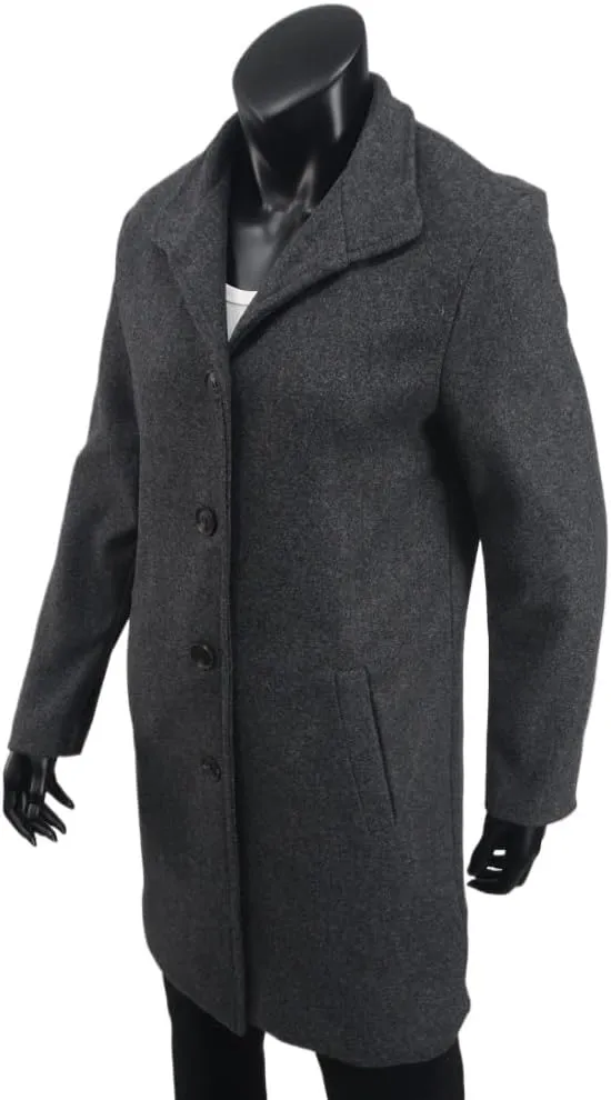 Women's Winter Wool Blend Pea Coat Stand Collar Single Breasted Trench Coat Overcoat