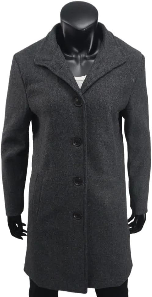 Women's Winter Wool Blend Pea Coat Stand Collar Single Breasted Trench Coat Overcoat