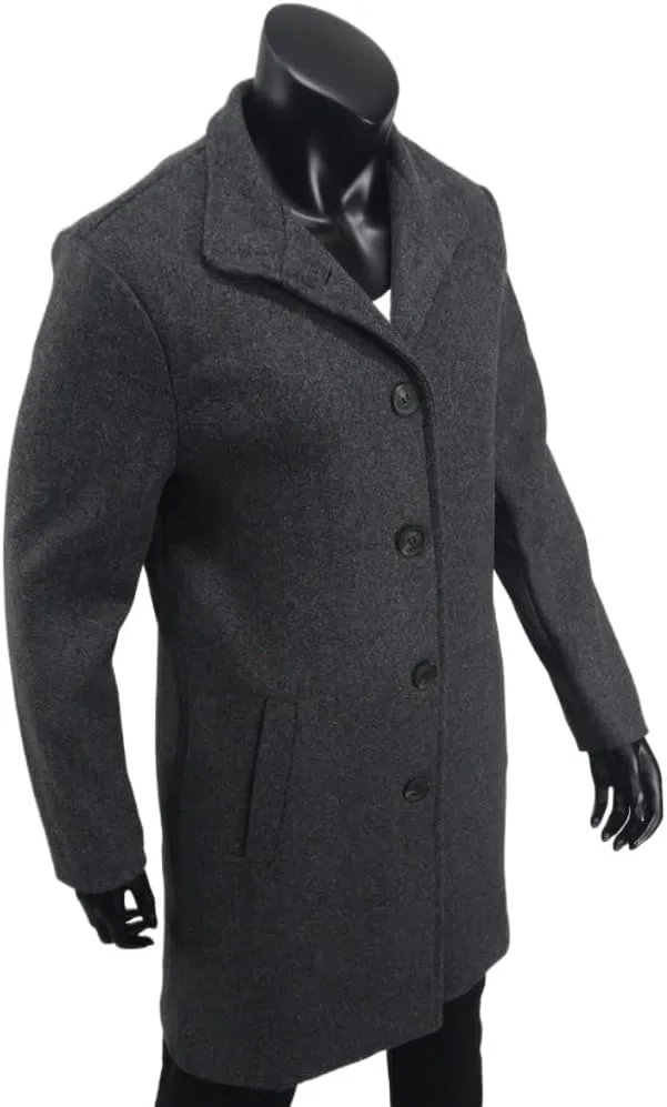 Women's Winter Wool Blend Pea Coat Stand Collar Single Breasted Trench Coat Overcoat