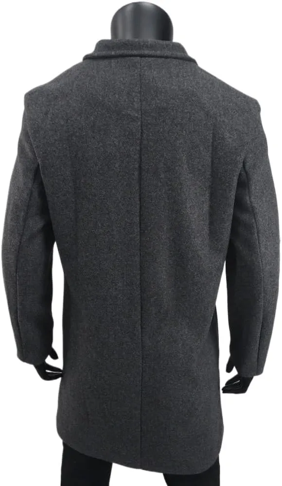 Women's Winter Wool Blend Pea Coat Stand Collar Single Breasted Trench Coat Overcoat