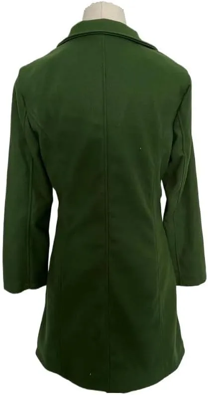 Women's Winter Wool Blend Pea Coat Stand Collar Single Breasted Trench Coat Overcoat