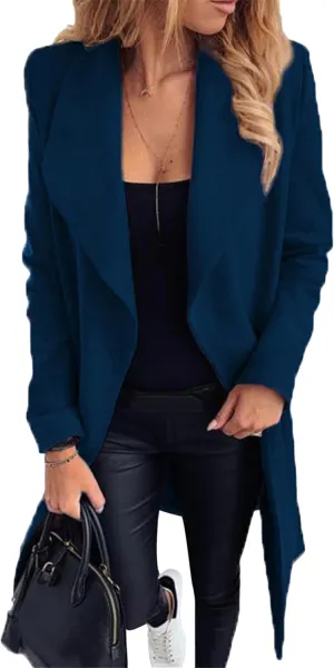 Womens Wrap Comfy Leisure Long Coat Daily Long Sleeve Pea Coat Wool Blend Voluptuous Cardigan