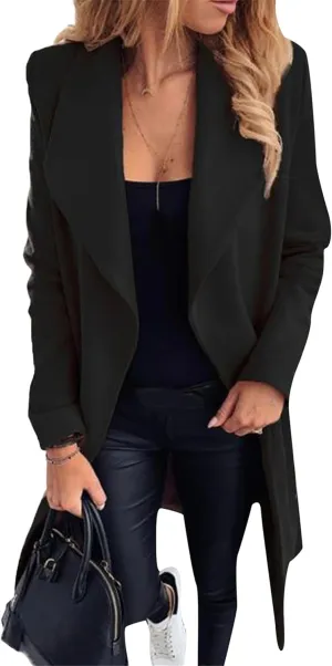 Womens Wrap Comfy Leisure Long Coat Daily Long Sleeve Pea Coat Wool Blend Voluptuous Cardigan