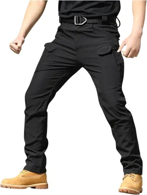 Work Cargo Pants for Men Slim Fit Waterproof Camping Hiking Pant Lightweight Flexcamo Tactical Pants Multi Pockets