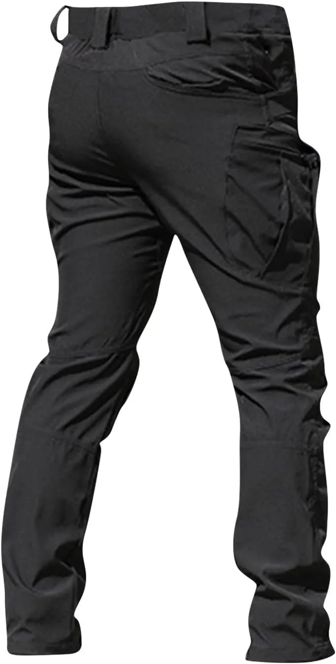 Work Cargo Pants for Men Slim Fit Waterproof Camping Hiking Pant Lightweight Flexcamo Tactical Pants Multi Pockets