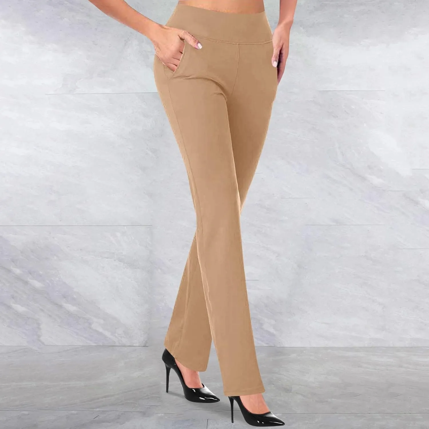 Work Pants for Women 2024 High Waist Stretch Soft Comfy Workout Yoga Pants Fashion Casual Business Trousers