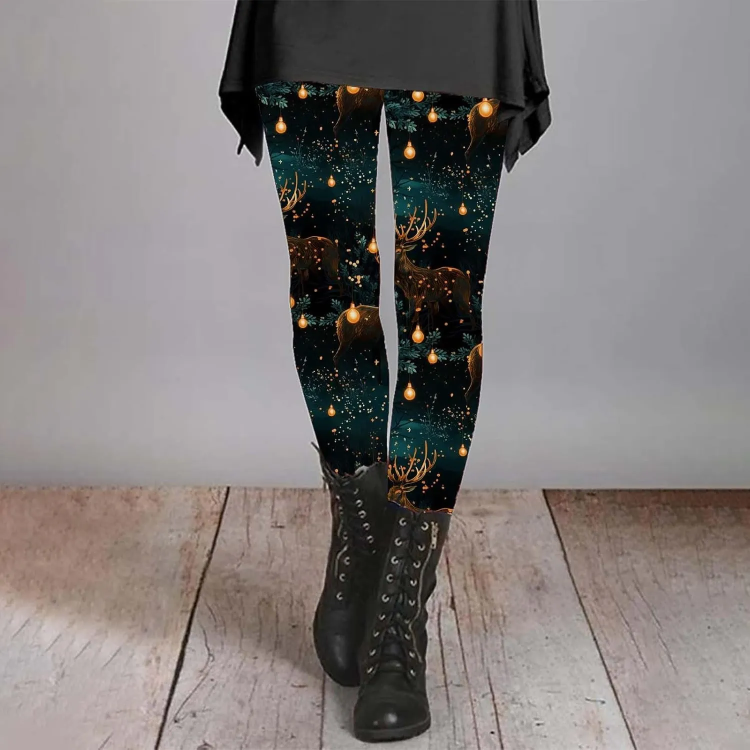 Workout Leggings for Women Fashion Soft Daily Vacation Deep Green Gray Green All Seasons Flare Leggings for Women