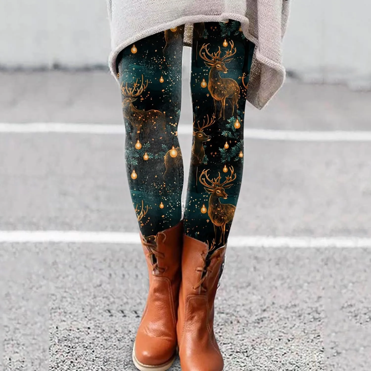 Workout Leggings for Women Fashion Soft Daily Vacation Deep Green Gray Green All Seasons Flare Leggings for Women