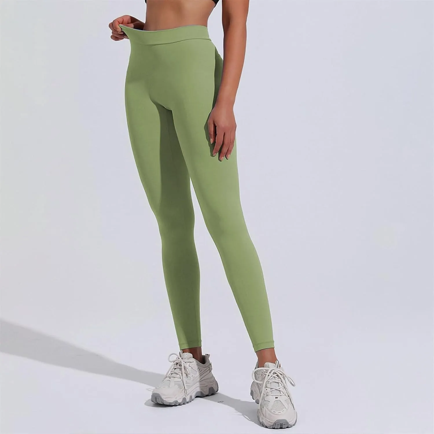 Workout Sets for Women Full Length Micro Elastic Fashion Soft Daily Transparent White Ash S 5XL Fall & Winter Winter