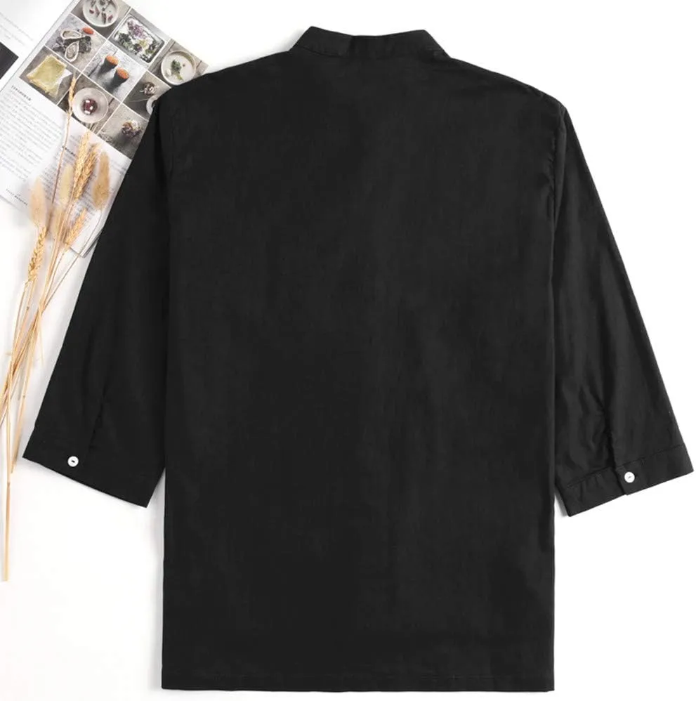 WUAI-Men Hipster Linen Shirts Casual Light Weight Long Sleeve Basic Regular Fit Summer Beach Tops Button Down Shirt