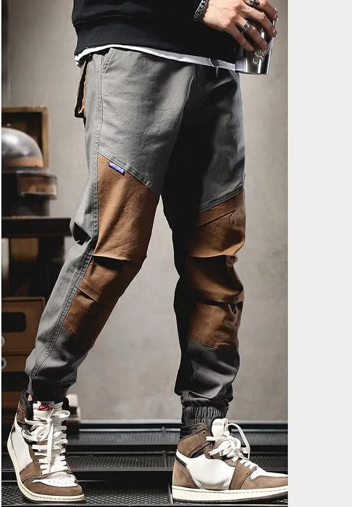 XYGJZ Men's Casual Cargo Pants Outdoor Patckwork Harem Pants RY21
