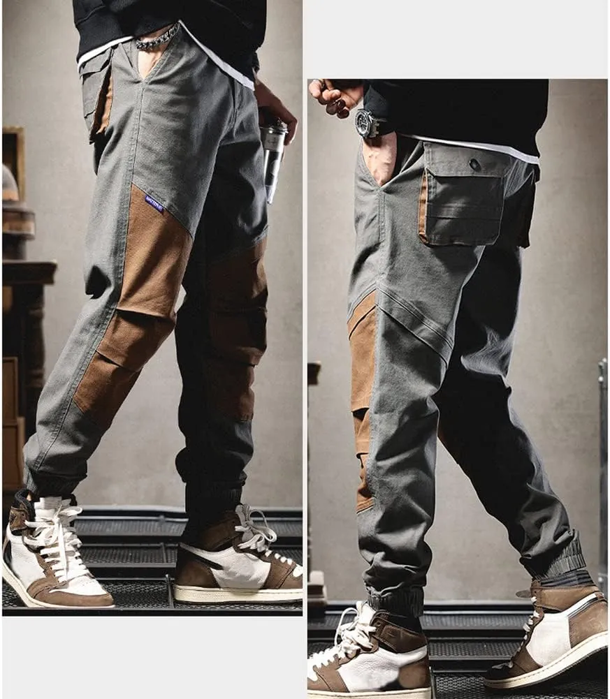 XYGJZ Men's Casual Cargo Pants Outdoor Patckwork Harem Pants RY21