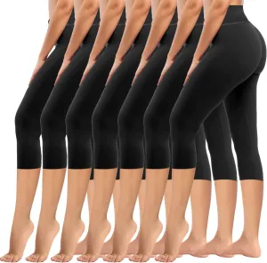 yeuG 7 Pack High Waisted Leggings for Women Tummy Control Soft Workout Yoga Pants Full Length & Capri