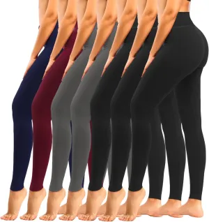 yeuG 7 Pack High Waisted Leggings for Women Tummy Control Soft Workout Yoga Pants Full Length & Capri