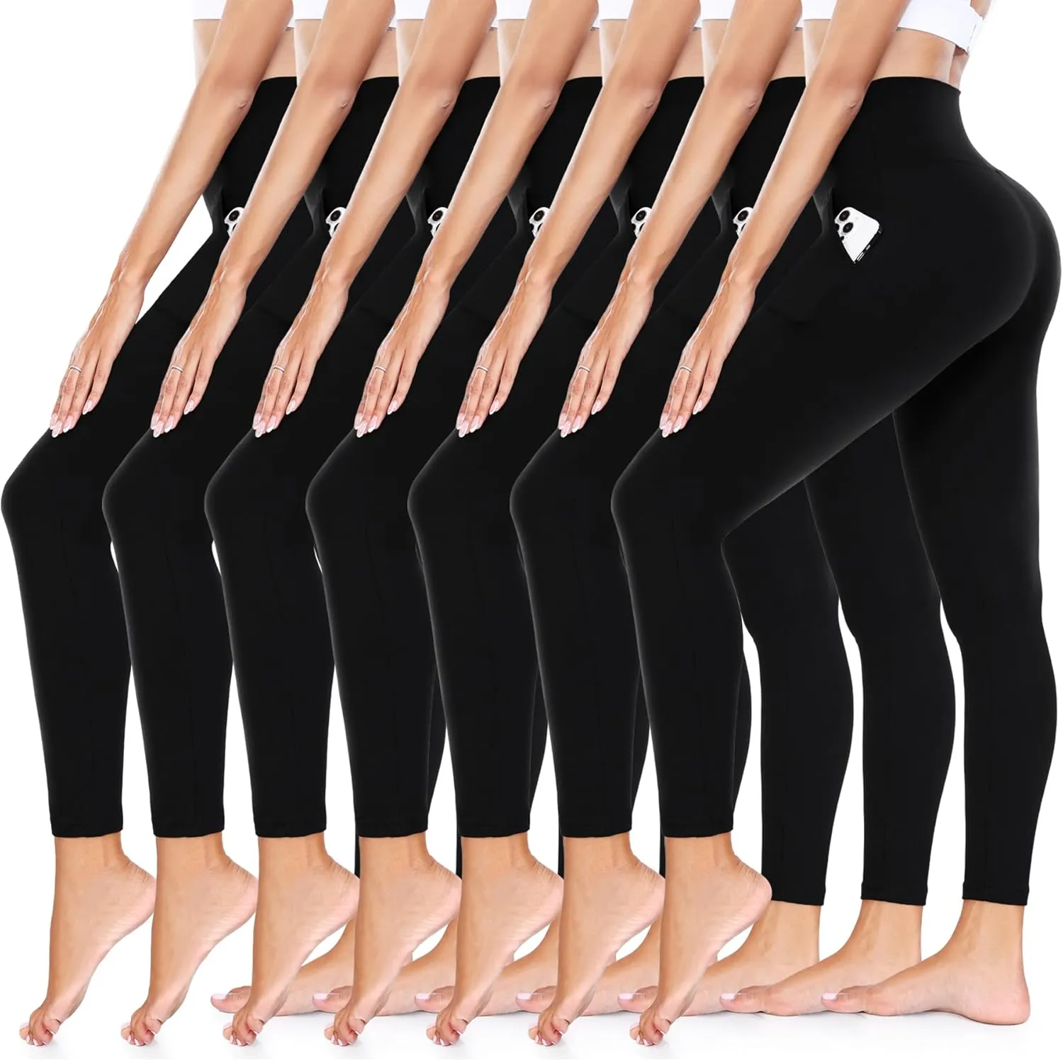 yeuG 7 Pack High Waisted Leggings for Women Tummy Control Soft Workout Yoga Pants Full Length & Capri