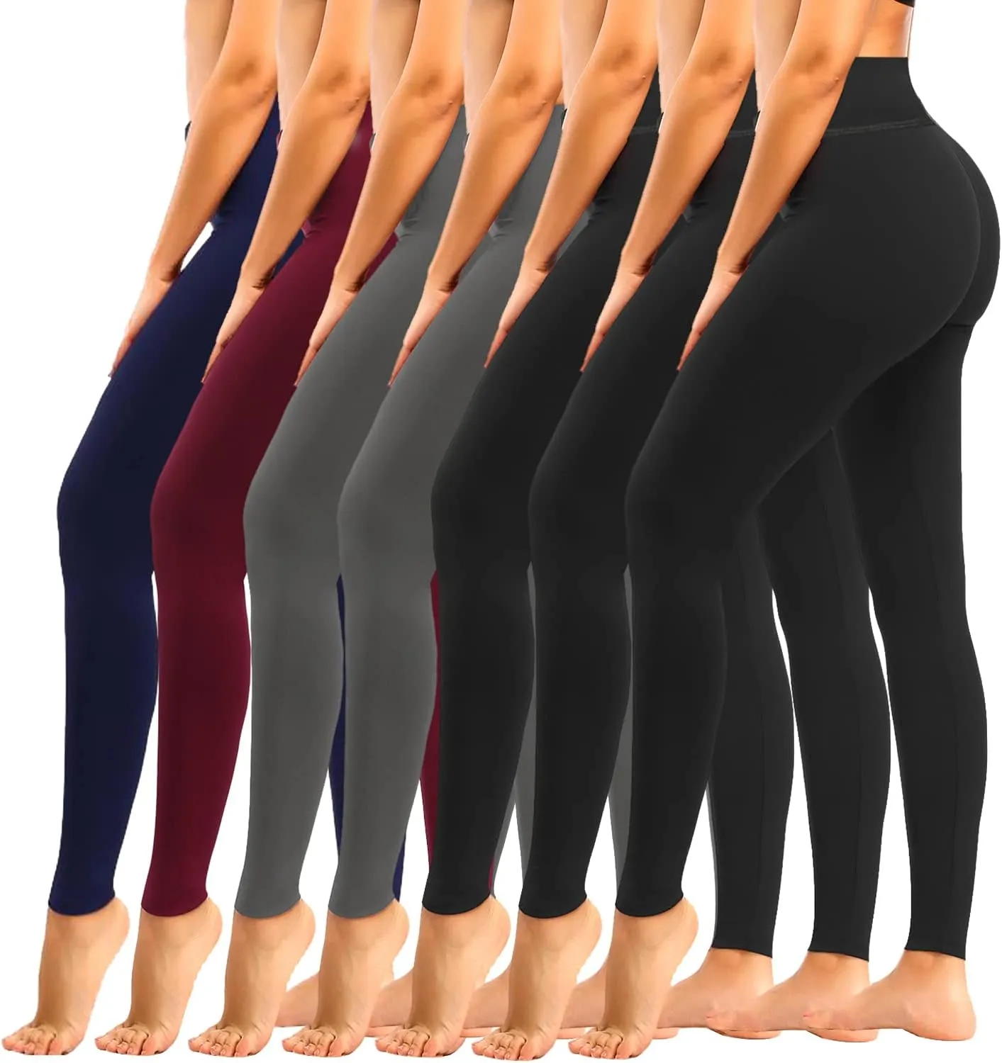 yeuG 7 Pack High Waisted Leggings for Women Tummy Control Soft Workout Yoga Pants Full Length & Capri