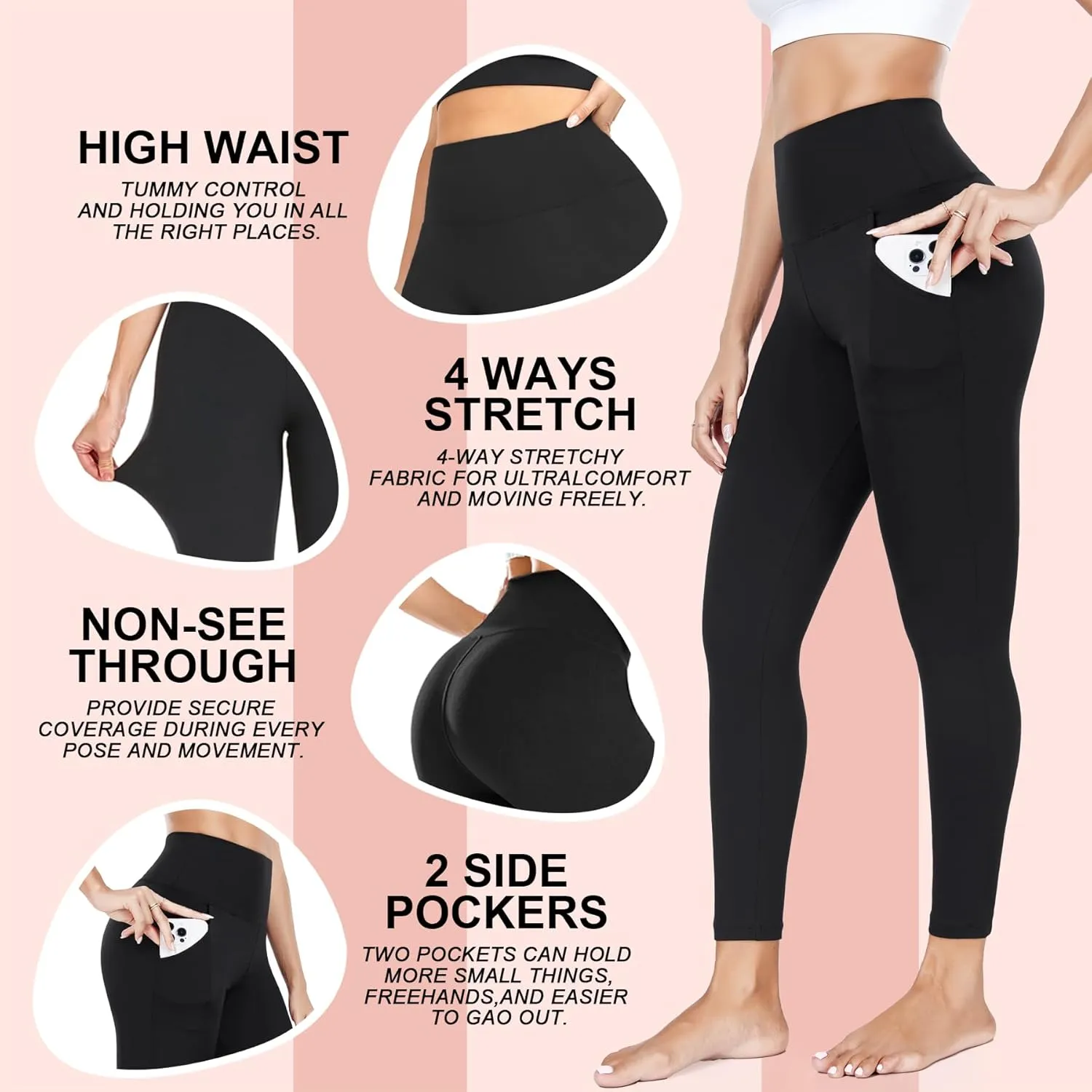 yeuG 7 Pack High Waisted Leggings for Women Tummy Control Soft Workout Yoga Pants Full Length & Capri