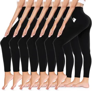 yeuG 7 Pack High Waisted Leggings for Women Tummy Control Soft Workout Yoga Pants Full Length & Capri