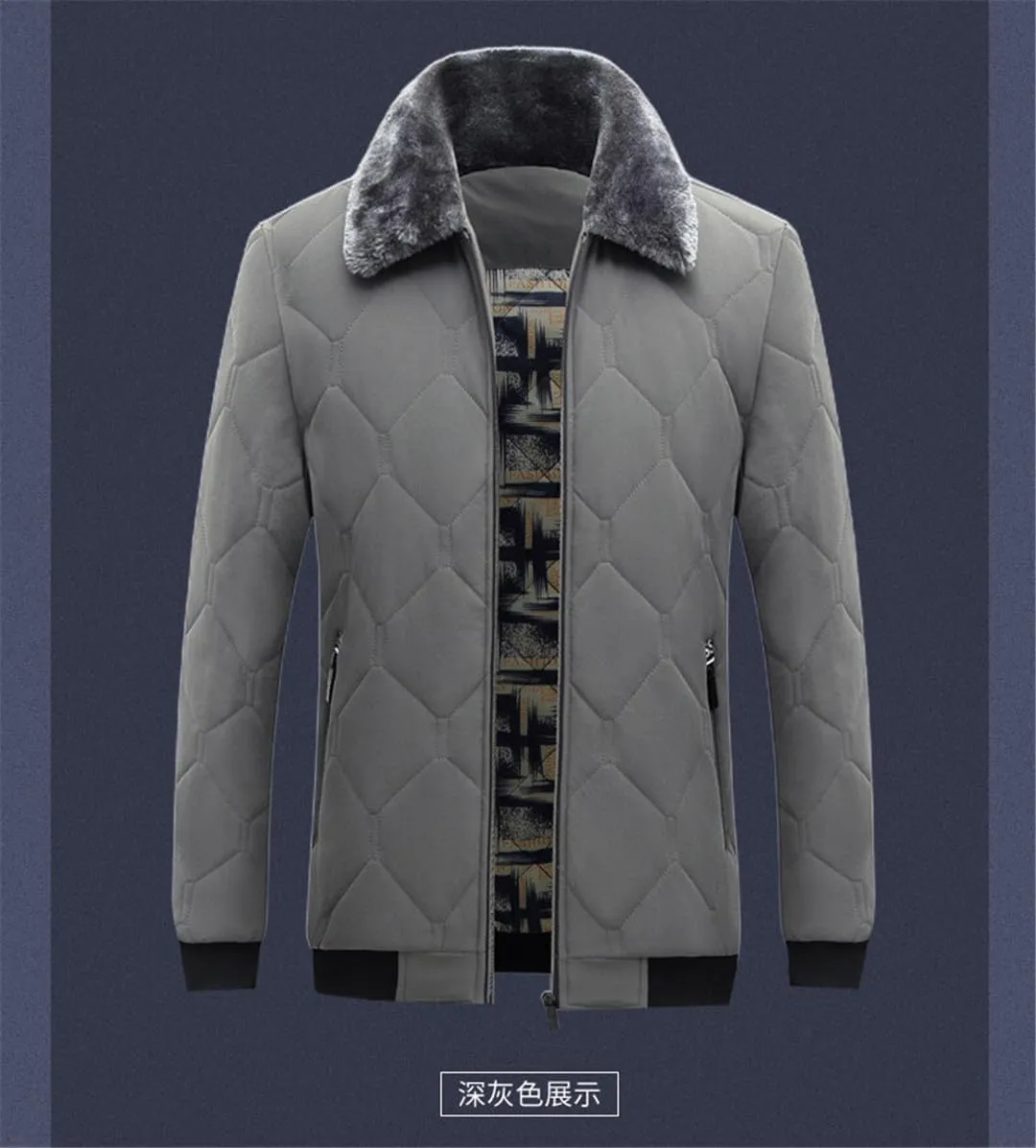 Yeuyyben Parkas Men Winter Jacket Cotton Padded Thick Warm Outerwear Men Zipper Coats